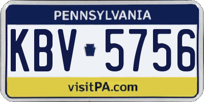 PA license plate KBV5756