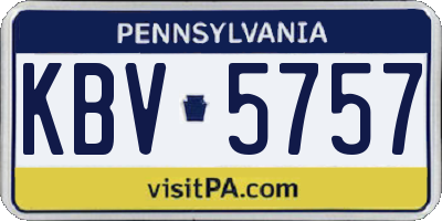 PA license plate KBV5757