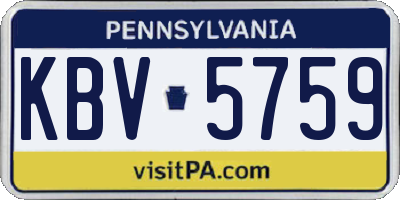 PA license plate KBV5759
