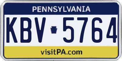 PA license plate KBV5764