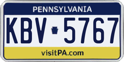 PA license plate KBV5767