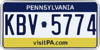 PA license plate KBV5774
