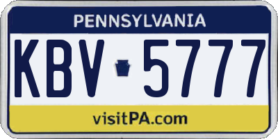 PA license plate KBV5777
