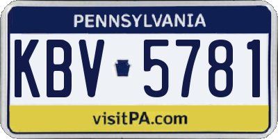 PA license plate KBV5781