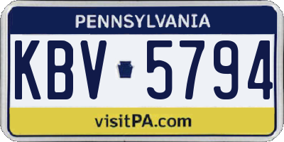 PA license plate KBV5794