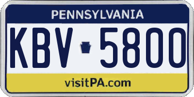 PA license plate KBV5800