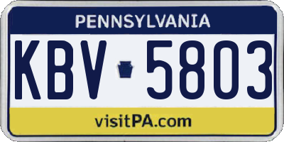 PA license plate KBV5803