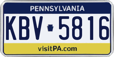 PA license plate KBV5816