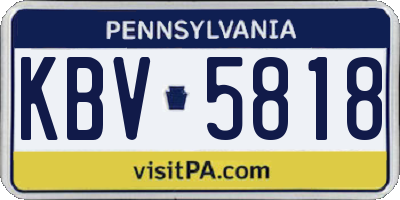 PA license plate KBV5818