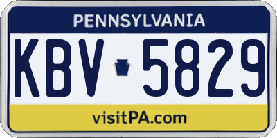 PA license plate KBV5829