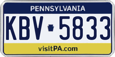 PA license plate KBV5833