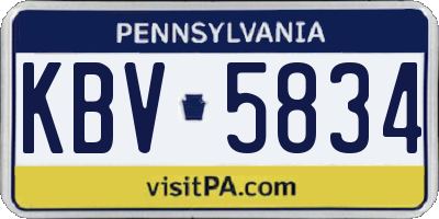 PA license plate KBV5834