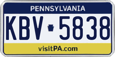PA license plate KBV5838