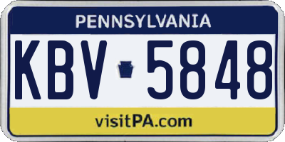 PA license plate KBV5848