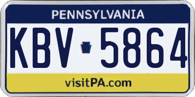 PA license plate KBV5864