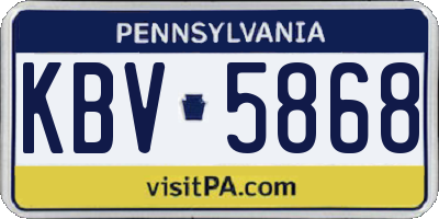 PA license plate KBV5868