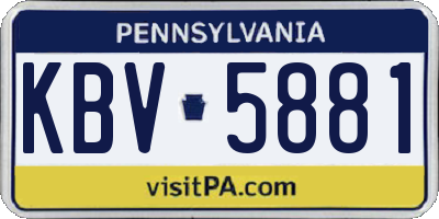 PA license plate KBV5881
