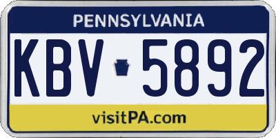 PA license plate KBV5892