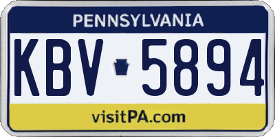 PA license plate KBV5894