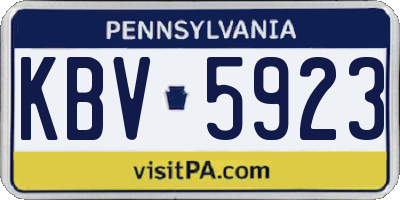 PA license plate KBV5923