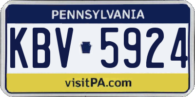 PA license plate KBV5924