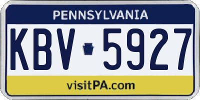 PA license plate KBV5927