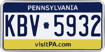PA license plate KBV5932