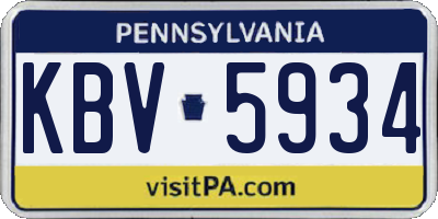 PA license plate KBV5934