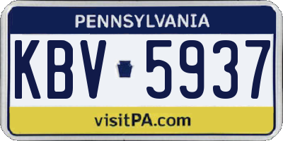PA license plate KBV5937