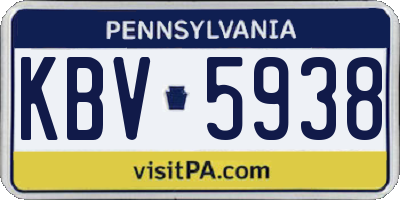 PA license plate KBV5938
