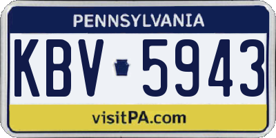 PA license plate KBV5943