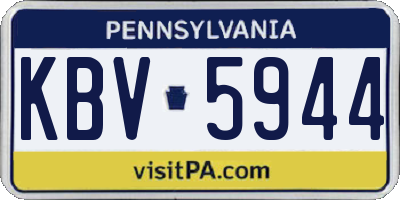 PA license plate KBV5944