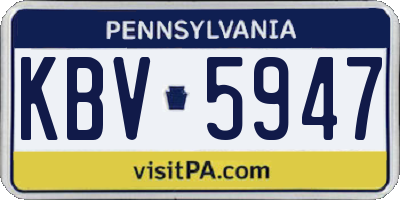 PA license plate KBV5947