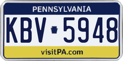 PA license plate KBV5948
