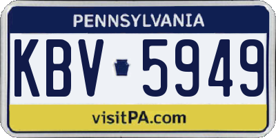 PA license plate KBV5949