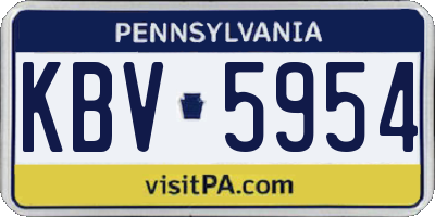 PA license plate KBV5954