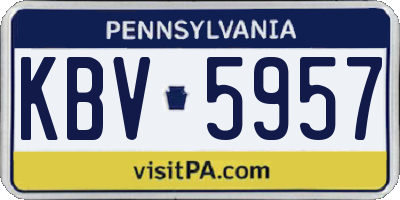 PA license plate KBV5957