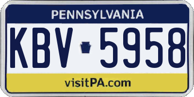 PA license plate KBV5958