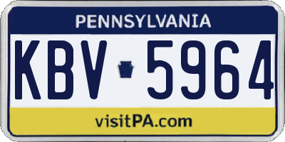 PA license plate KBV5964