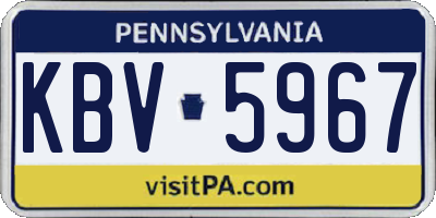 PA license plate KBV5967