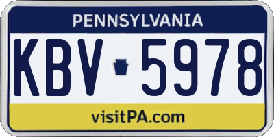 PA license plate KBV5978