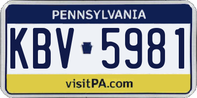 PA license plate KBV5981