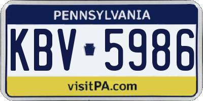 PA license plate KBV5986