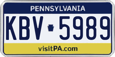 PA license plate KBV5989