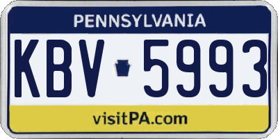 PA license plate KBV5993