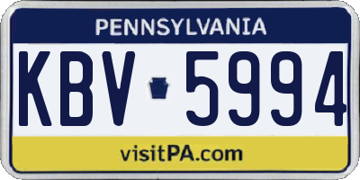 PA license plate KBV5994