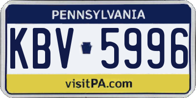 PA license plate KBV5996
