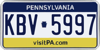 PA license plate KBV5997