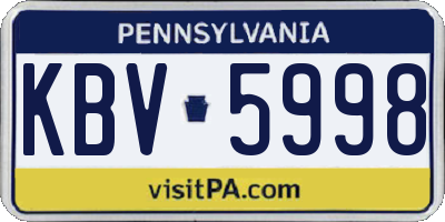 PA license plate KBV5998