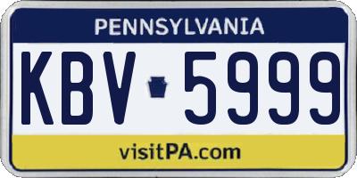 PA license plate KBV5999